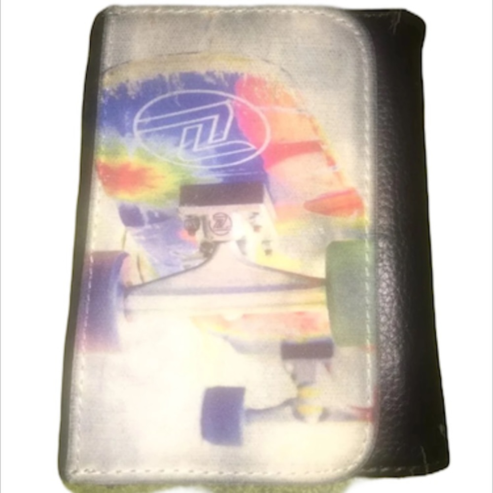 Synthetic Leather Skateboard Large Tri-Fold Wallet